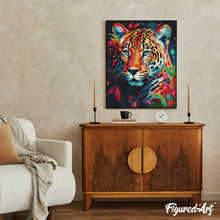 Laden Sie das Bild in den Galerie-Viewer, Diamond Painting – Leopard Farbenfroh Abstrakt – 40 x 50 cm auf Keilrahmen gespannt
