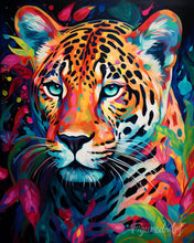 Laden Sie das Bild in den Galerie-Viewer, Diamond Painting – Leopard Farbenfroh Abstrakt – 40 x 50 cm auf Keilrahmen gespannt