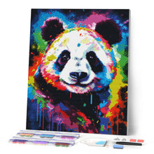 Laden Sie das Bild in den Galerie-Viewer, Diamond Painting – Panda Farbenfroh Abstrakt – 40 x 50 cm auf Keilrahmen gespannt