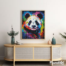 Laden Sie das Bild in den Galerie-Viewer, Diamond Painting – Panda Farbenfroh Abstrakt – 40 x 50 cm auf Keilrahmen gespannt