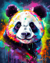 Laden Sie das Bild in den Galerie-Viewer, Diamond Painting – Panda Farbenfroh Abstrakt – 40 x 50 cm auf Keilrahmen gespannt