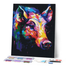 Laden Sie das Bild in den Galerie-Viewer, Diamond Painting – Wildschwein Farbenfroh Abstrakt – 40 x 50 cm auf Keilrahmen gespannt