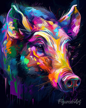 Laden Sie das Bild in den Galerie-Viewer, Diamond Painting – Wildschwein Farbenfroh Abstrakt – 40 x 50 cm auf Keilrahmen gespannt