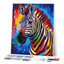 Laden Sie das Bild in den Galerie-Viewer, Diamond Painting – Zebra Farbenfroh Abstrakt – 40 x 50 cm auf Keilrahmen gespannt