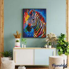 Laden Sie das Bild in den Galerie-Viewer, Diamond Painting - Zebra Farbenfroh Abstrakt