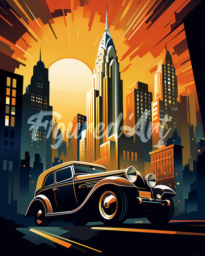 Diamond Painting - Art-Deco-Auto in New York – 40 x 50 cm auf Keilrahmen gespannt