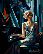 Laden Sie das Bild in den Galerie-Viewer, Diamond Painting – Art-Deco-Frau am Klavier