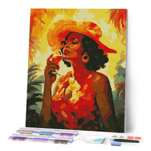 Laden Sie das Bild in den Galerie-Viewer, Diamond Painting - Art-Deco-Frau mit einem Glas – 40 x 50 cm auf Keilrahmen gespannt