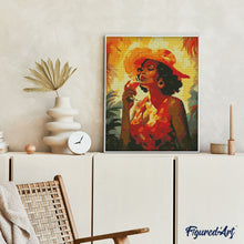 Laden Sie das Bild in den Galerie-Viewer, Diamond Painting - Art-Deco-Frau mit einem Glas – 40 x 50 cm auf Keilrahmen gespannt