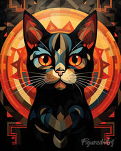 Laden Sie das Bild in den Galerie-Viewer, Diamond Painting - Art-Deco-Schwarze Katze – 40 x 50 cm auf Keilrahmen gespannt