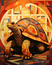 Laden Sie das Bild in den Galerie-Viewer, Diamond Painting - Schildkröte Art Deco – 40 x 50 cm auf Keilrahmen gespannt