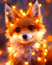 Laden Sie das Bild in den Galerie-Viewer, Diamond Painting - Kleiner Fuchs mit Glühbirnen – 40 x 50 cm auf Keilrahmen gespannt