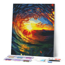 Laden Sie das Bild in den Galerie-Viewer, Diamond Painting - Welle und Sonnenuntergang