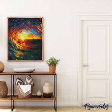 Laden Sie das Bild in den Galerie-Viewer, Diamond Painting - Welle und Sonnenuntergang – 40 x 50 cm auf Keilrahmen gespannt