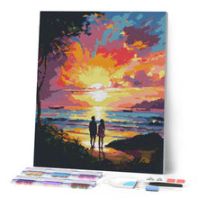 Laden Sie das Bild in den Galerie-Viewer, Diamond Painting - Pärchen und bunter Sonnenuntergang