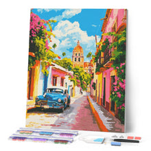 Laden Sie das Bild in den Galerie-Viewer, Diamond Painting - Oldtimer Auto in Mexiko City – 40 x 50 cm auf Keilrahmen gespannt