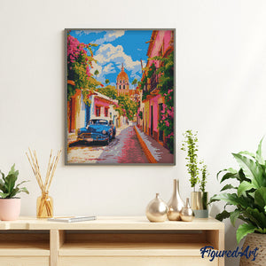 Diamond Painting - Oldtimer Auto in Mexiko City – 40 x 50 cm auf Keilrahmen gespannt