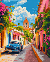 Laden Sie das Bild in den Galerie-Viewer, Diamond Painting - Oldtimer Auto in Mexiko City – 40 x 50 cm auf Keilrahmen gespannt