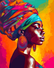 Laden Sie das Bild in den Galerie-Viewer, Diamond Painting - Lebhafte Afrikanische Dame – 40 x 50 cm auf Keilrahmen gespannt