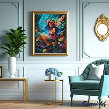 Laden Sie das Bild in den Galerie-Viewer, Diamond Painting - Fee und Schmetterlinge – 40 x 50 cm auf Keilrahmen gespannt