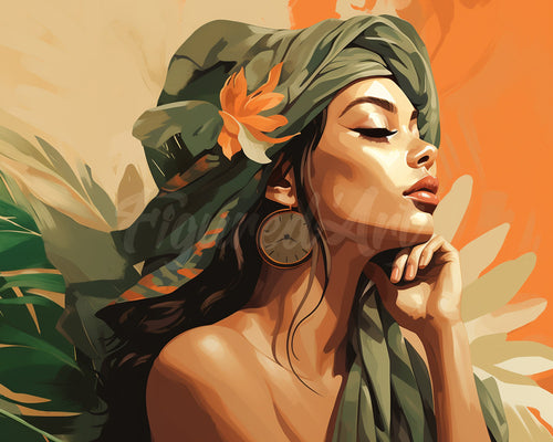 Diamond Painting - Frau im Afrikanischen Turban – 40 x 50 cm auf Keilrahmen gespannt