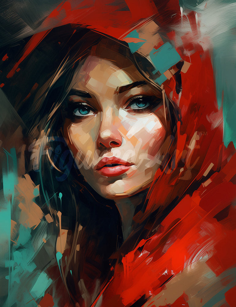 Diamond Painting - Frau im Roten Schal