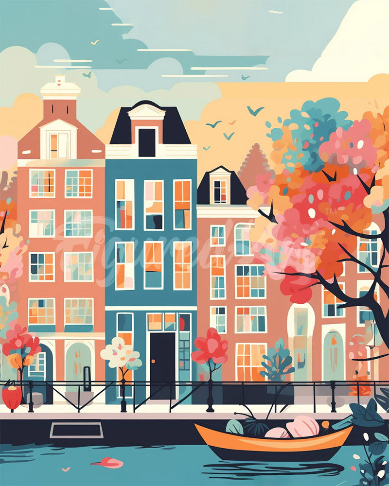 Diamond Painting - Amsterdam in voller Blüte