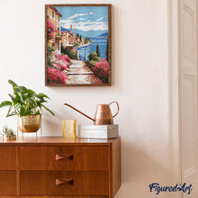 Laden Sie das Bild in den Galerie-Viewer, Diamond Painting - Comer See in voller Blüte – 40 x 50 cm auf Keilrahmen gespannt