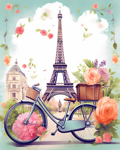 Diamond Painting - Paris in voller Blüte – 40 x 50 cm auf Keilrahmen gespannt