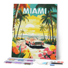 Laden Sie das Bild in den Galerie-Viewer, Diamond Painting - Reiseposter Miami Sonnenuntergang