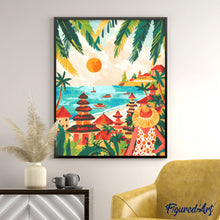 Laden Sie das Bild in den Galerie-Viewer, Diamond Painting - Bali Sonnenuntergang – 40 x 50 cm auf Keilrahmen gespannt