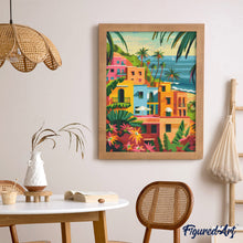 Laden Sie das Bild in den Galerie-Viewer, Diamond Painting - Marokkanische Küstenstadt – 40 x 50 cm auf Keilrahmen gespannt