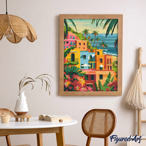Diamond Painting - Marokkanische Küstenstadt – 40 x 50 cm auf Keilrahmen gespannt