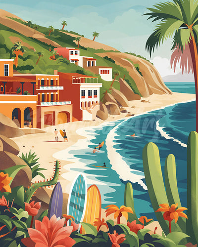 Diamond Painting - Küsten-Surfen – 40 x 50 cm auf Keilrahmen gespannt