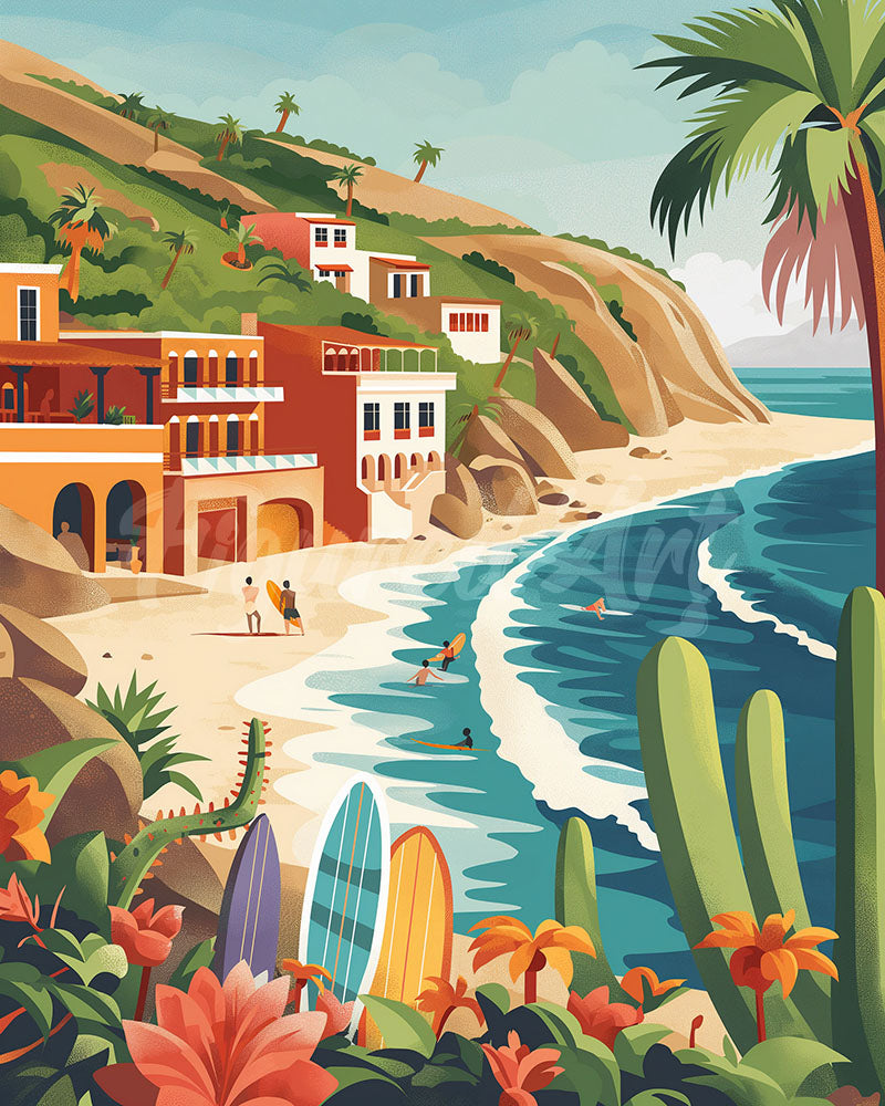 Diamond Painting - Küsten-Surfen – 40 x 50 cm auf Keilrahmen gespannt
