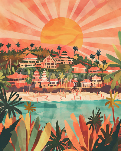 Diamond Painting - Bali Sonnenaufgang – 40 x 50 cm auf Keilrahmen gespannt