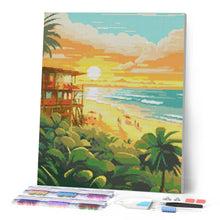 Laden Sie das Bild in den Galerie-Viewer, Diamond Painting - Strandclub bei Sonnenuntergang – 40 x 50 cm auf Keilrahmen gespannt