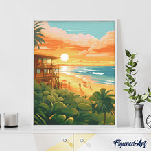 Laden Sie das Bild in den Galerie-Viewer, Diamond Painting - Strandclub bei Sonnenuntergang – 40 x 50 cm auf Keilrahmen gespannt