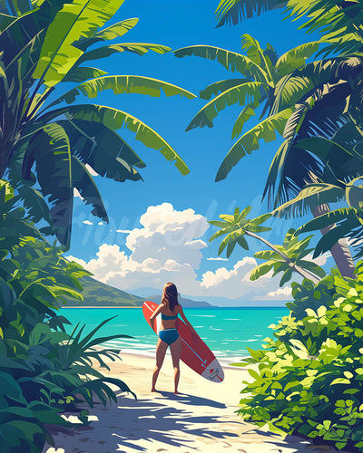 Diamond Painting - Tropisches Surfparadies