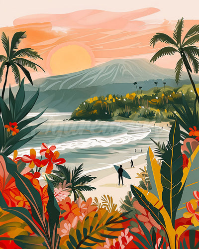 Diamond Painting - Tropischer Strand – 40 x 50 cm auf Keilrahmen gespannt
