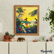 Laden Sie das Bild in den Galerie-Viewer, Diamond Painting - Surfer bei Sonnenuntergang