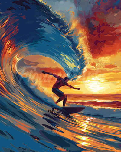 Diamond Painting - Großwellen-Surfen – 40 x 50 cm auf Keilrahmen gespannt