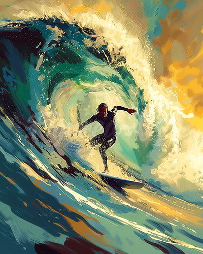 Diamond Painting - Professioneller Surfer – 40 x 50 cm auf Keilrahmen gespannt