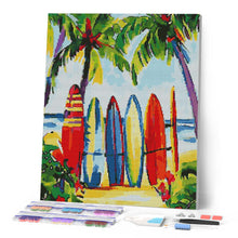 Laden Sie das Bild in den Galerie-Viewer, Diamond Painting - Bunte Surfbretter – 40 x 50 cm auf Keilrahmen gespannt