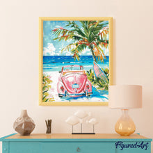Laden Sie das Bild in den Galerie-Viewer, Diamond Painting - Rosa Auto am Meer
