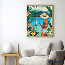 Laden Sie das Bild in den Galerie-Viewer, Diamond Painting - Dame und Ozean – 40 x 50 cm auf Keilrahmen gespannt