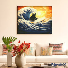 Laden Sie das Bild in den Galerie-Viewer, Diamond Painting - Die große Welle der schwarzen Katze