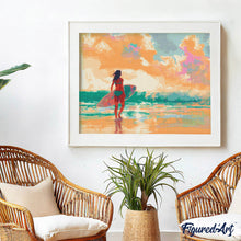 Laden Sie das Bild in den Galerie-Viewer, Diamond Painting - Surfmädchen im Morgengrauen