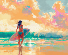Laden Sie das Bild in den Galerie-Viewer, Diamond Painting - Surfmädchen im Morgengrauen