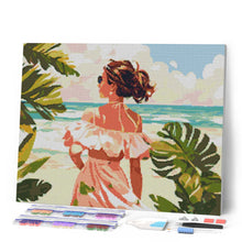 Laden Sie das Bild in den Galerie-Viewer, Diamond Painting - Liebliches Mädchen am Meer – 40 x 50 cm auf Keilrahmen gespannt
